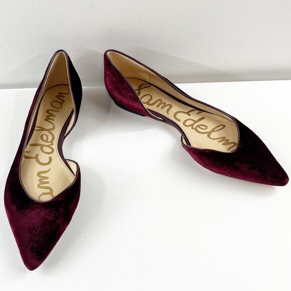 Sam Edelman Dorsay Reema Velvet Pointed Toe Flats Shoes Burgundy Maroon 8.5 - Picture 4 of 7